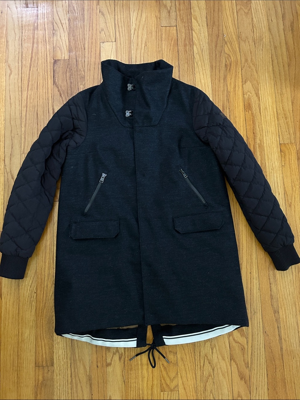 Sorel Black Quilted Sleeve Parka Jacket Wool/Down